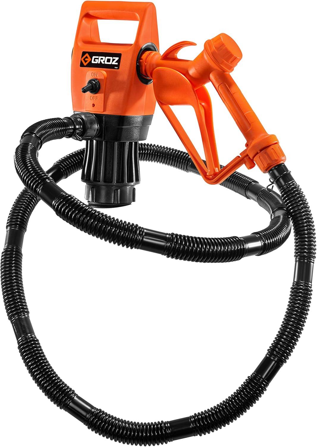 GROZ Electric Drum Pump | 12V DC | Adjustable 33.5-49" Tube for 55 Gal Drums | Multi-Fluid Transfer (45503)