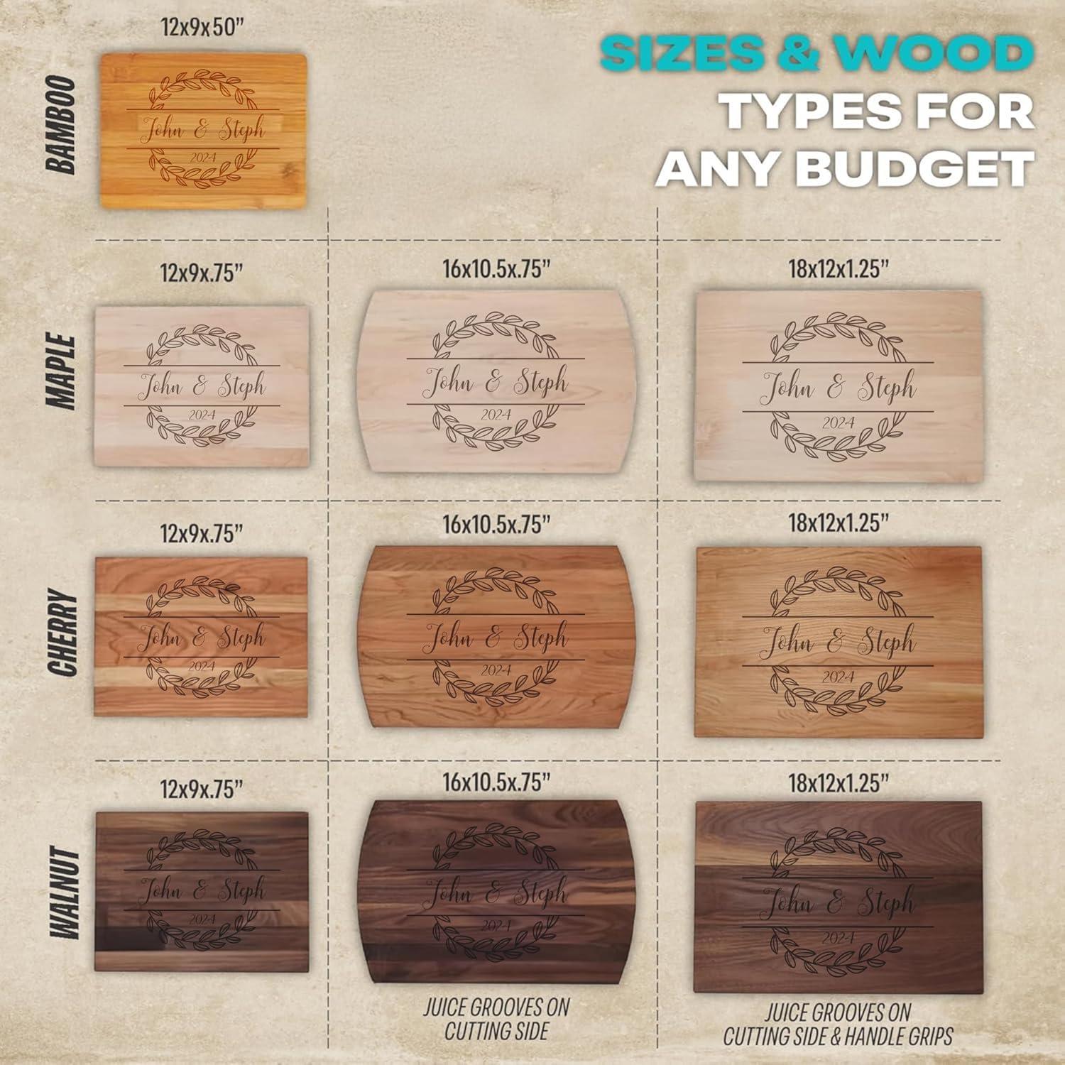 Blue Ridge Mountain Gifts Personalized Laser Engraved Wooden Cutting Board New Home Essentials - Customized Chopping Board for Weddings, Anniversaries, Birthdays - Unique Kitchen Decor Gift