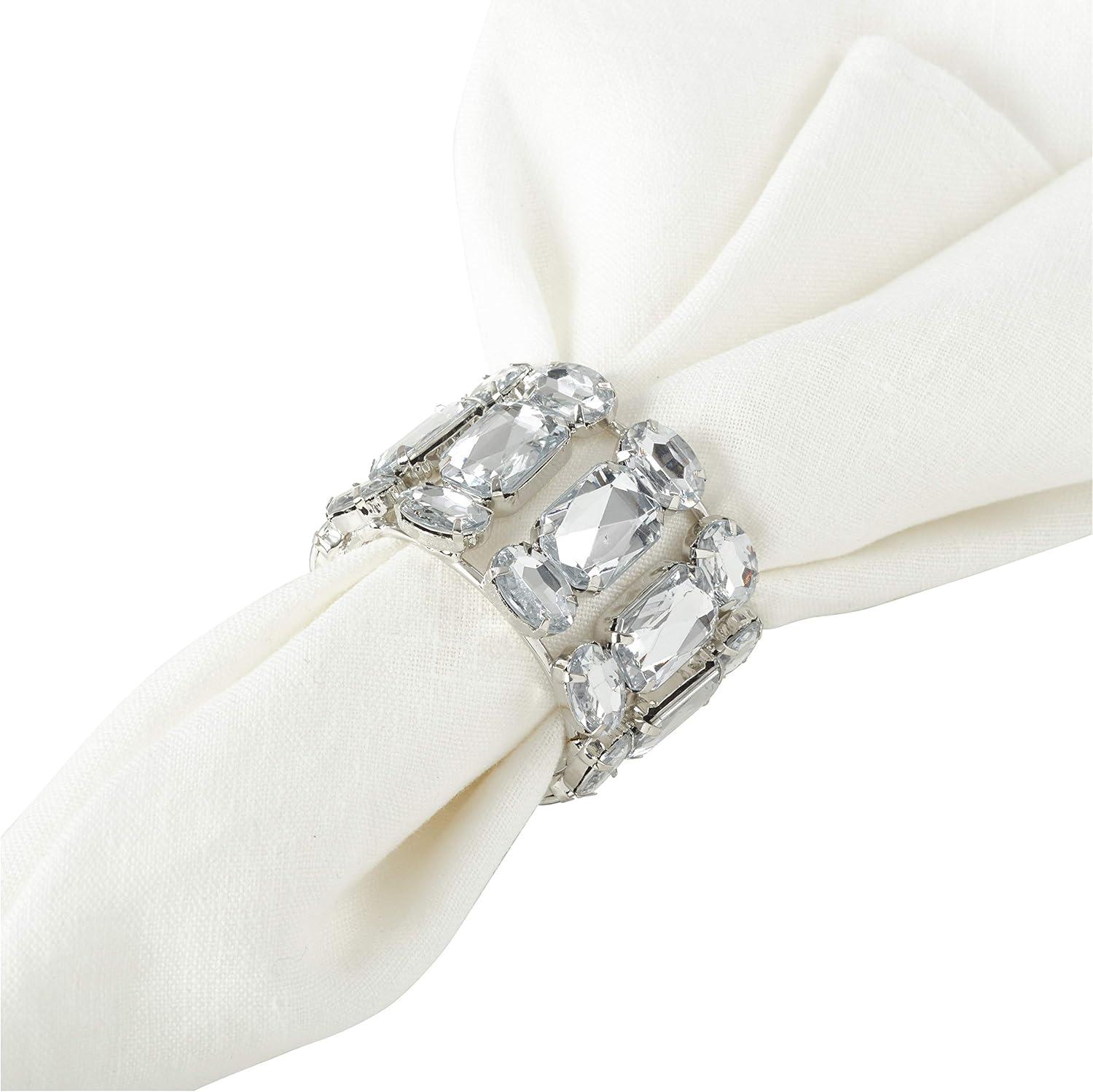 Saro Lifestyle Jeweled Gem Glam Bling Elegant Event Napkin Ring - Set of 4