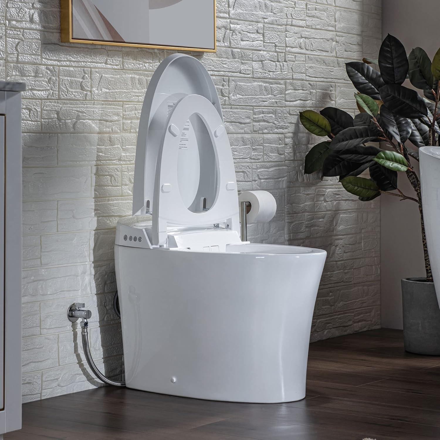 White ADA Compliant Smart Bidet Toilet with Heated Seat