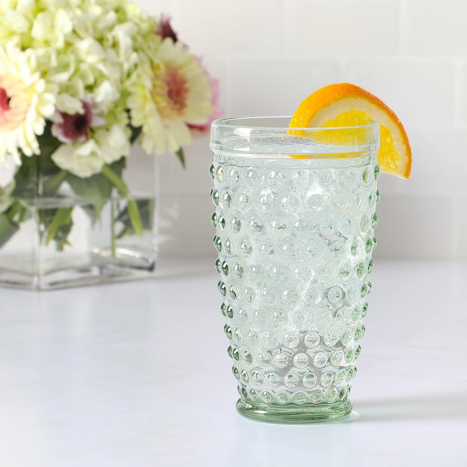 Martha Stewart Chauncey 4-Pack 14.3 oz Hobnail Handmade Glass Tumbler - Clear (Set of 4)