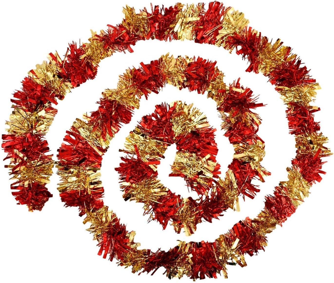 192-Inch Red and Gold Metallic Tinsel Christmas Garland