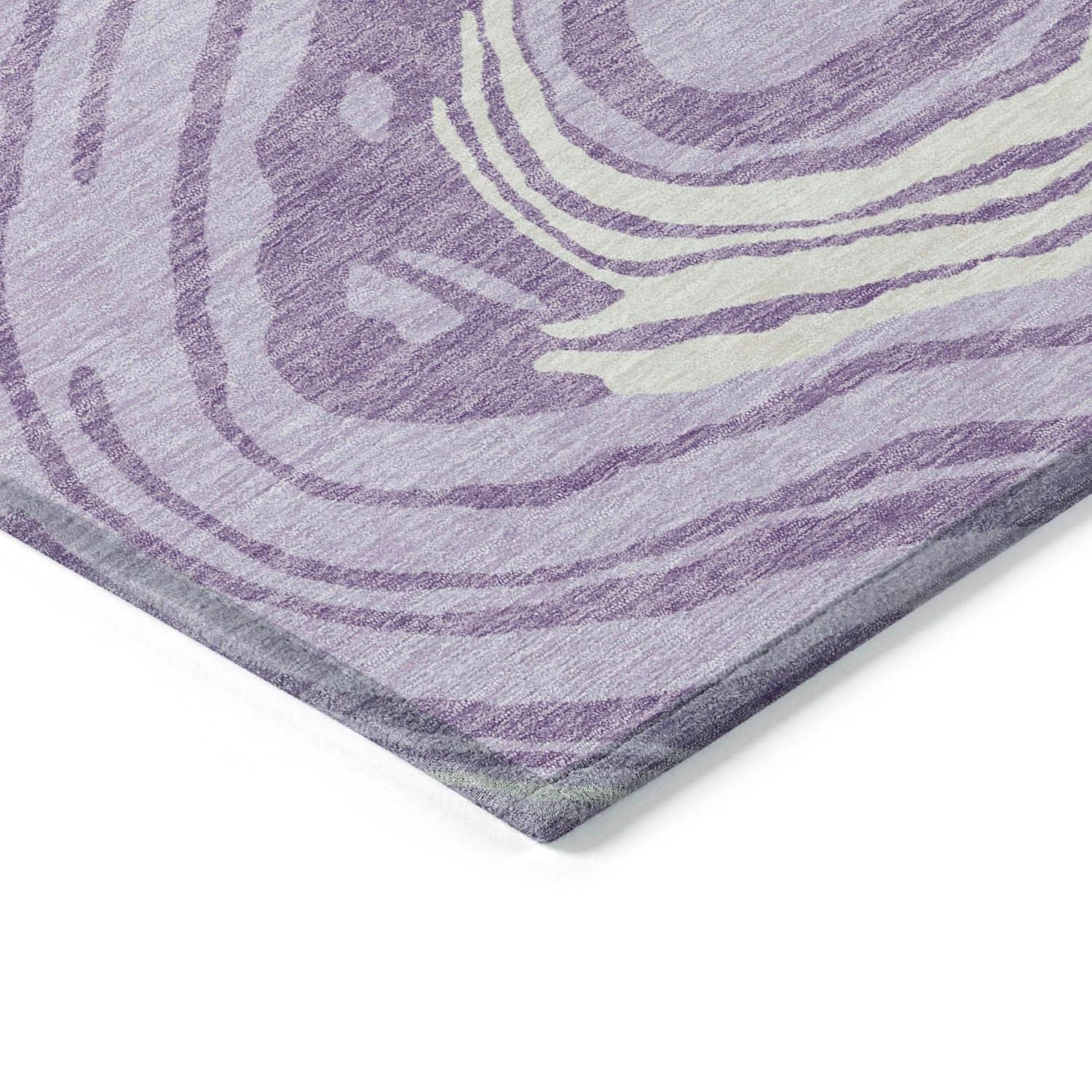 Lavender and Aqua Flat Woven Washable Synthetic Area Rug 5' x 7'
