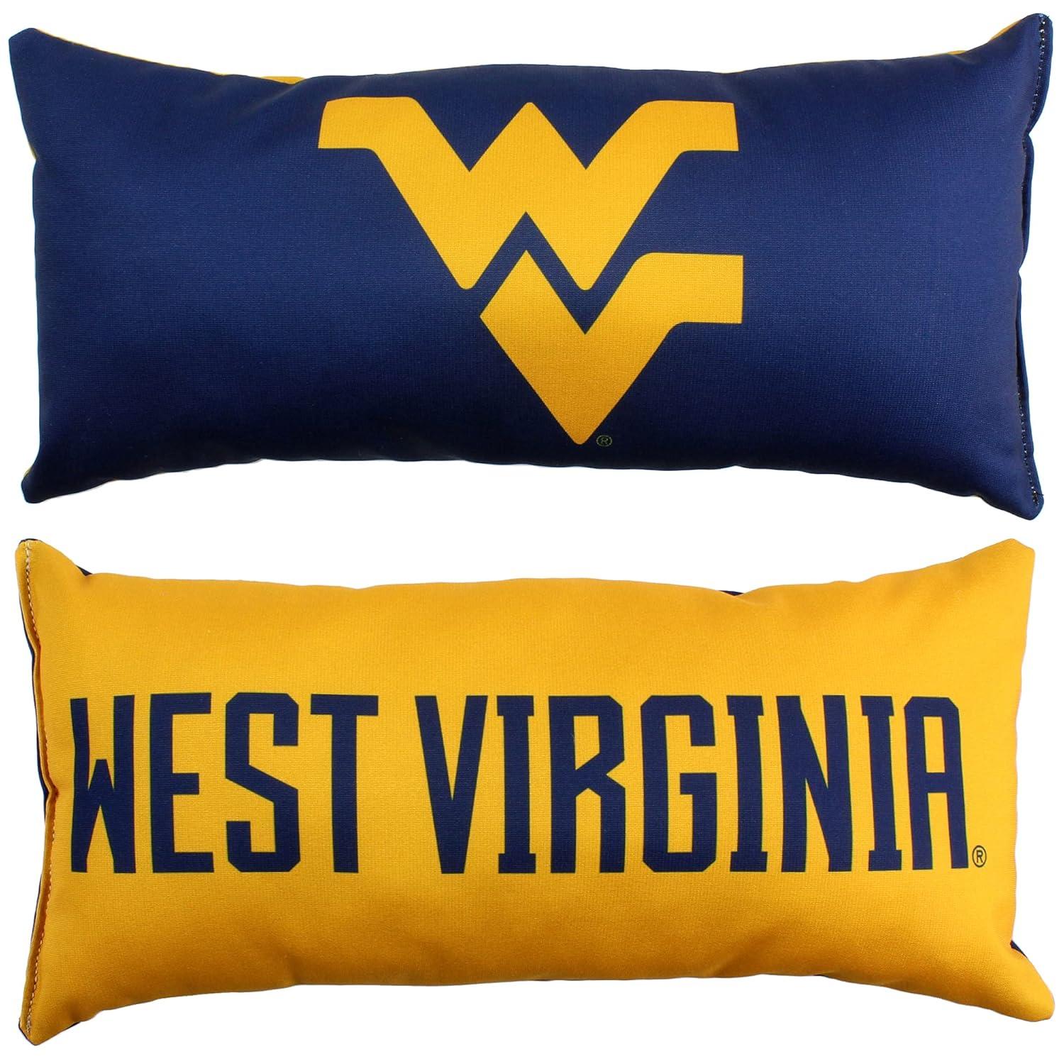 College Covers Solid Color Bolster Travel Pillow, 1 Count (Pack of 1), West Virginia Mountaineers