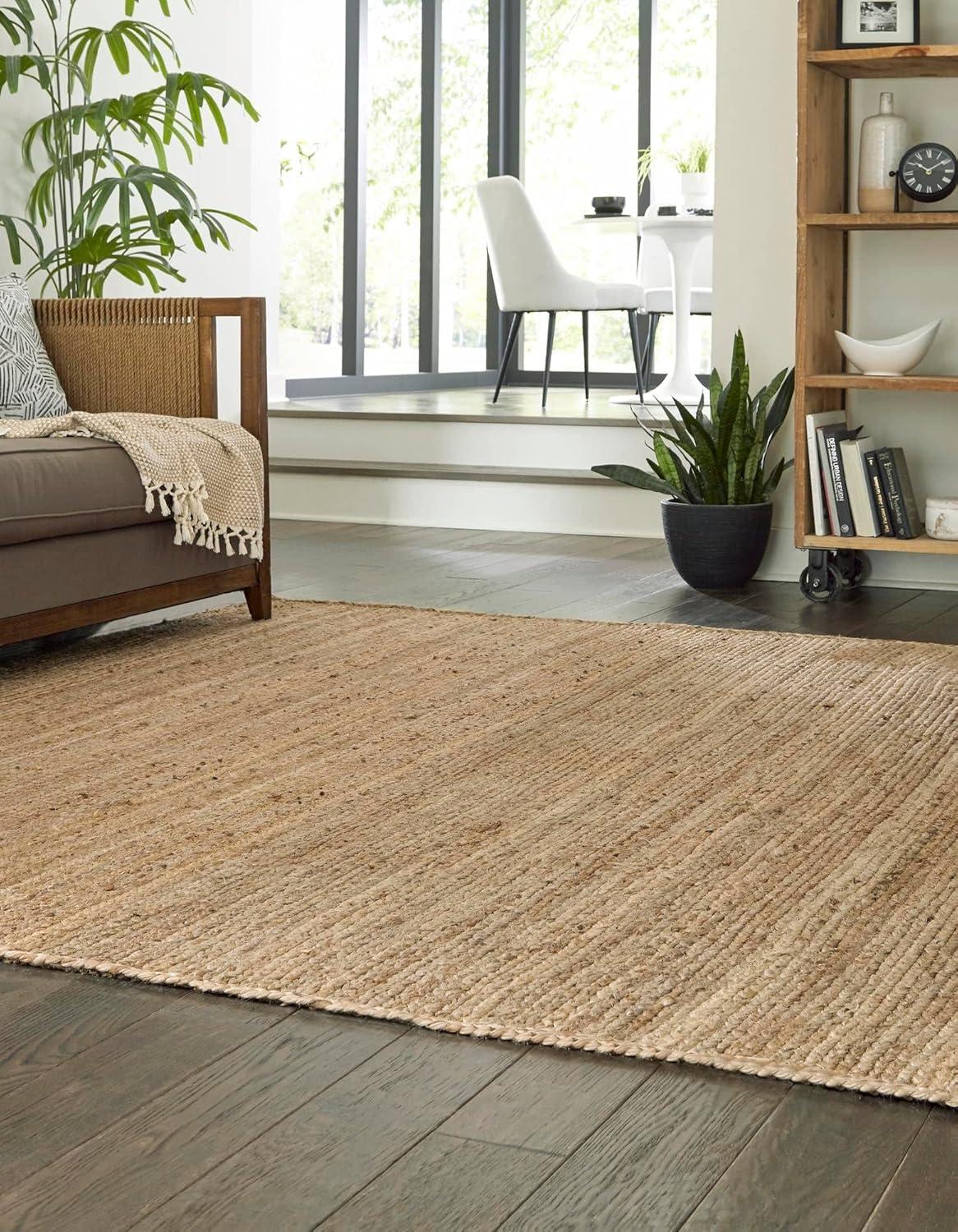 Handmade 10'x10' Braided Jute Square Rug in Natural Brown