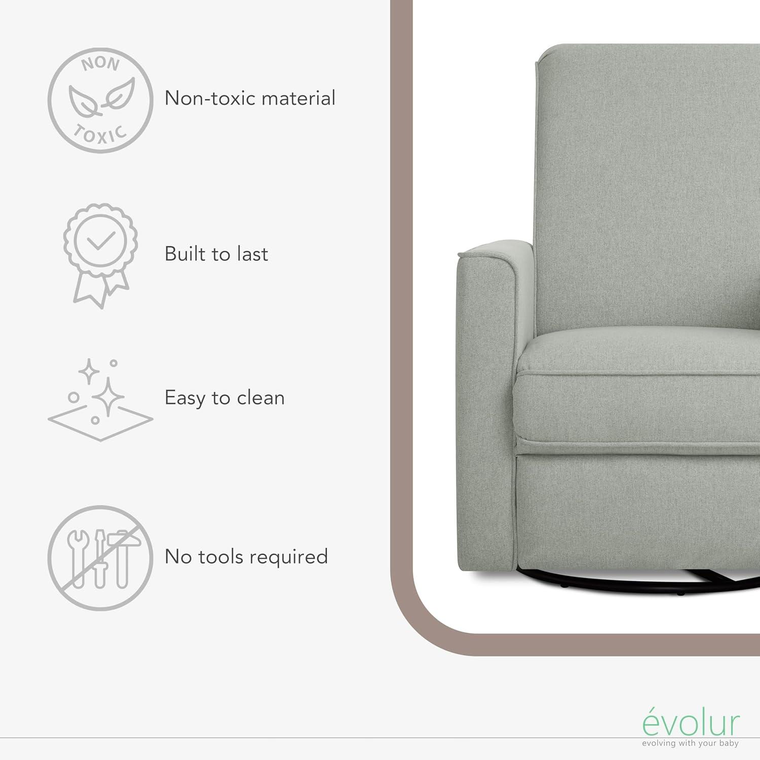 Evolur Greenguard Gold Certified Upholstered Swivel Reclining Glider