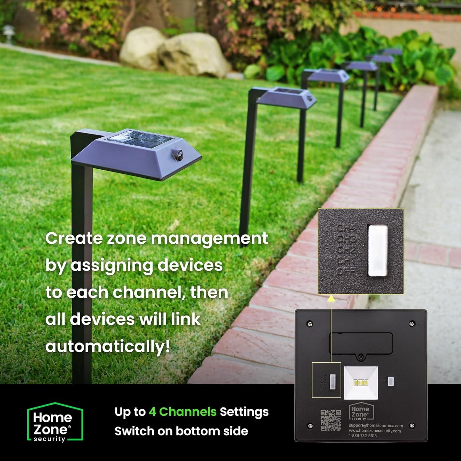 Mesh Linkable Series 4-Pack Solar LED Security Pathway Light w/ LiFePO4 Battery, 300LM, Auto-linking, 110°x16 ft Motion Detection, CCT 3000K/4000K/5000K, 4-Channel Settings, Stainless Steel, Bronze