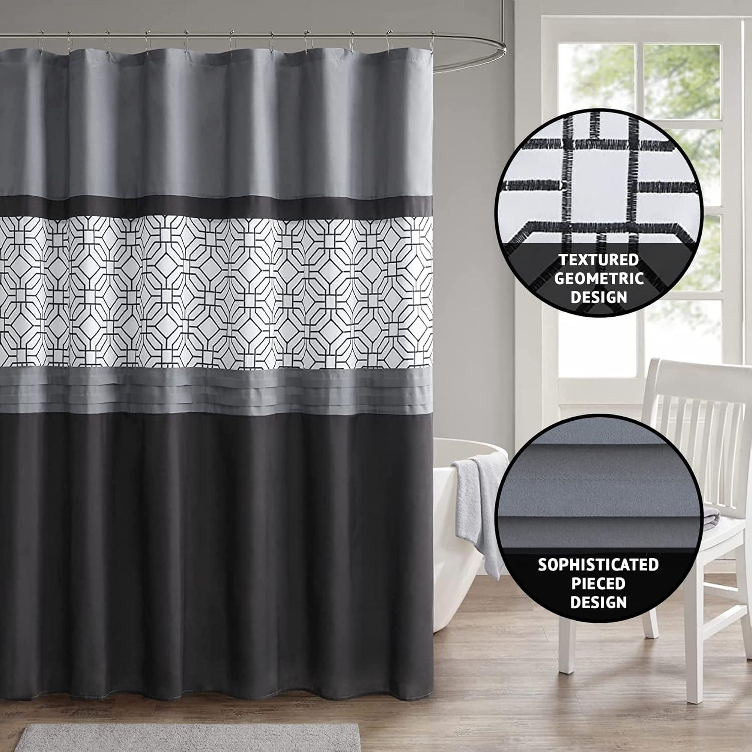 510 Design Embroidered and Pieced Shower Curtain