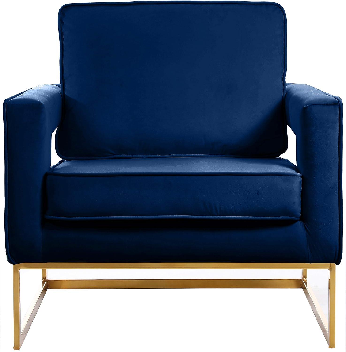 Meridian Furniture Noah Navy Velvet Accent Chair with Gold Iron Base