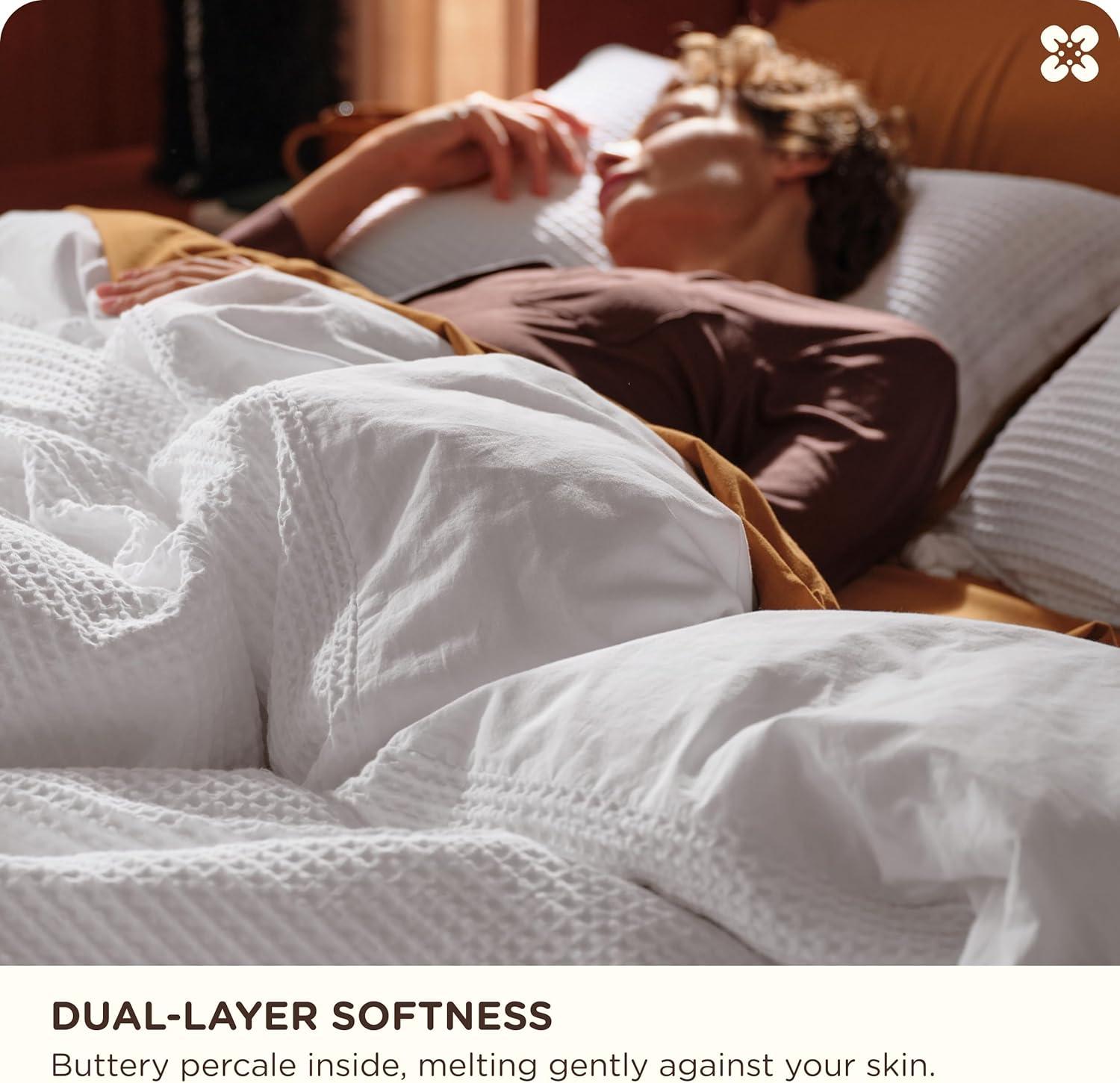 Bedsure Essential Bedsure Cotton Duvet Cover Set - 100% Cotton Waffle Weave Coconut Duvet Cover GentleSoft™️