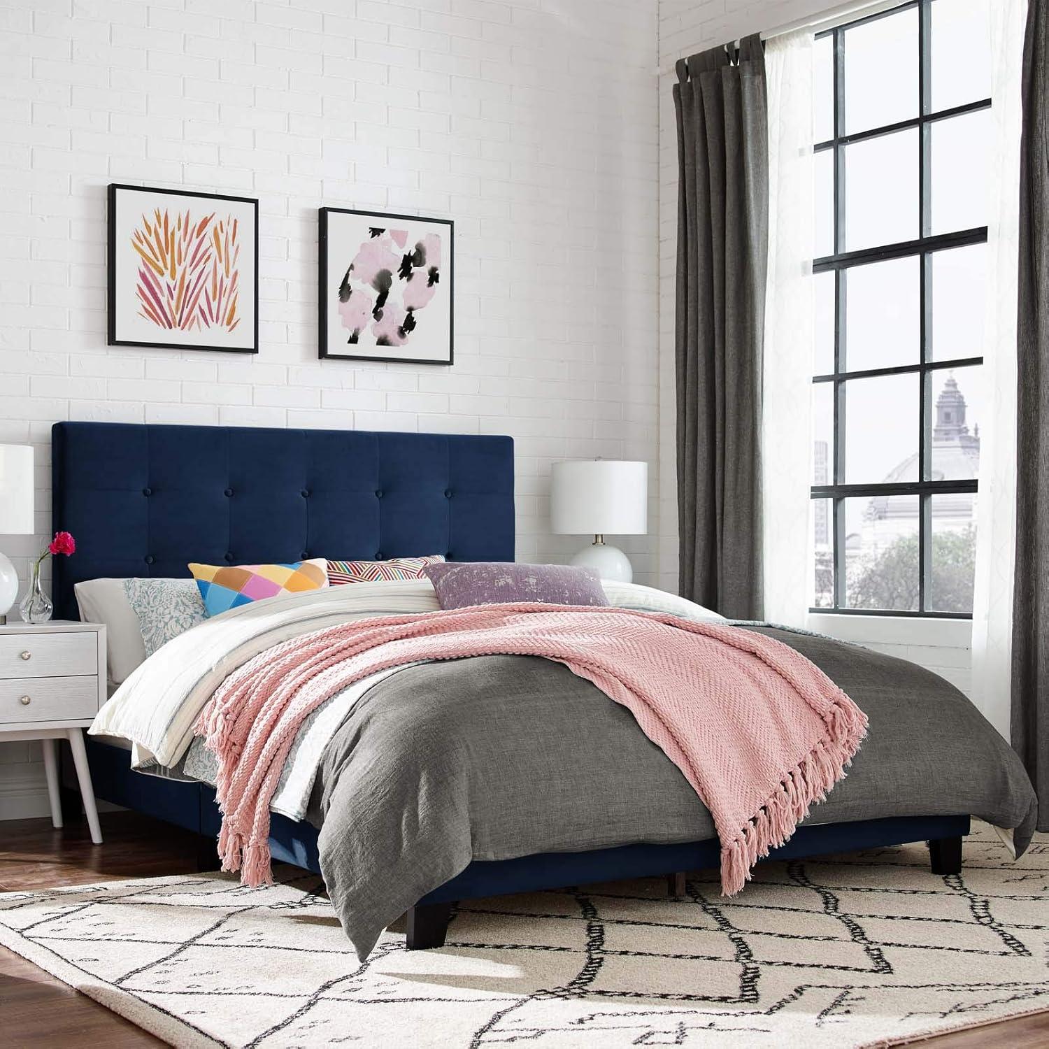 Modway Melanie Tufted Button Upholstered Performance Velvet Platform Bed