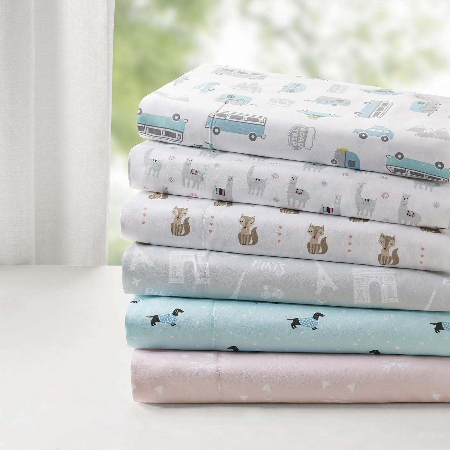 Gray Llama Print Queen Microfiber Sheet Set