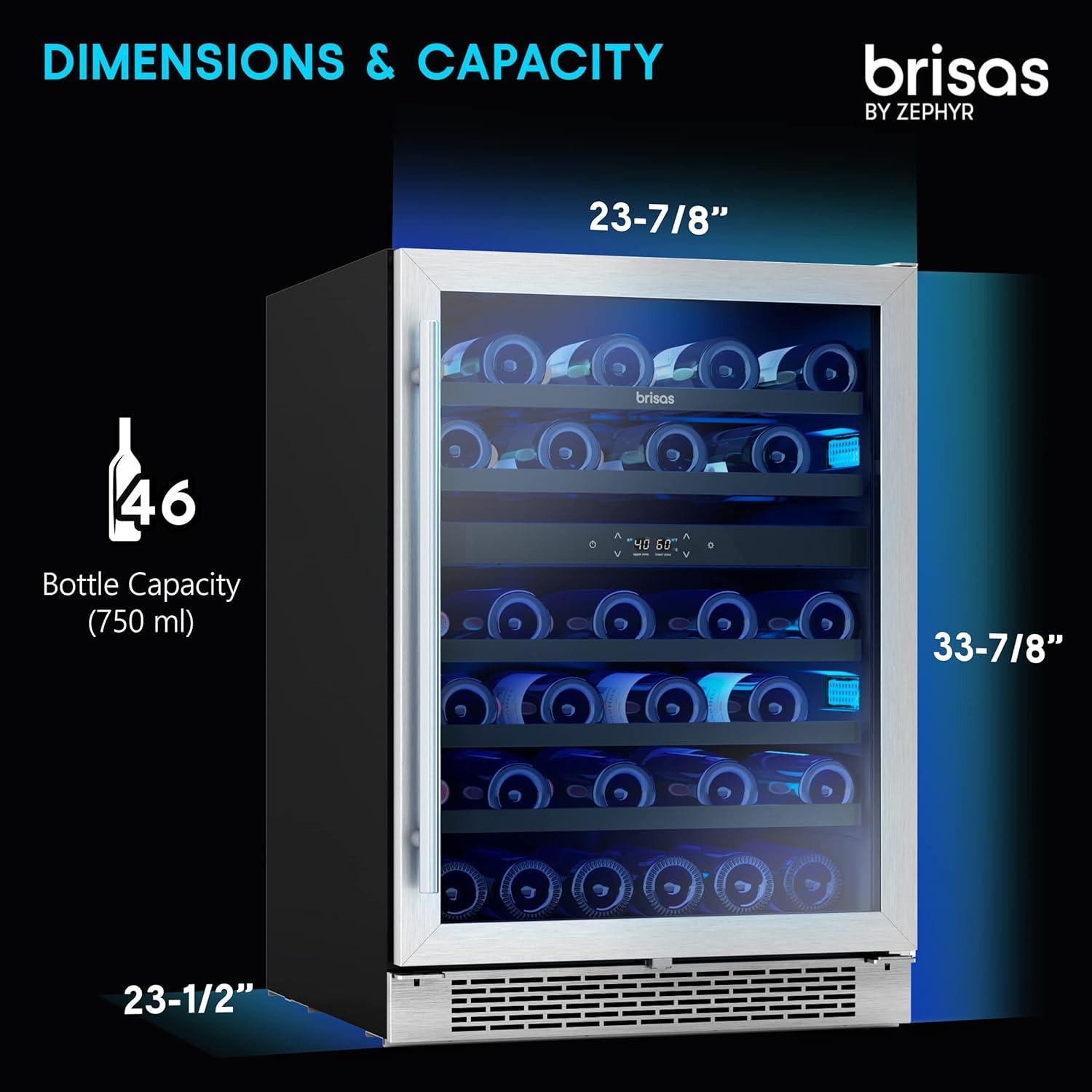 Brisas by Zephyr 24" 46-Bottle Dual Zone Wine Cooler