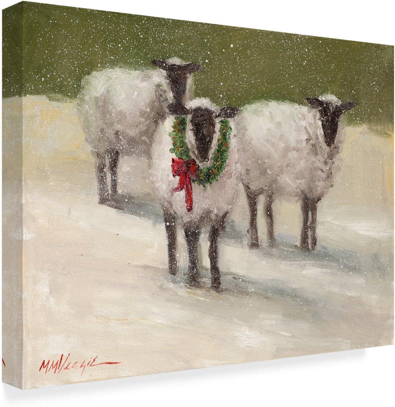 Trademark Fine Art 'Lambs With Wreath' Canvas Art by Mary Miller Veazie