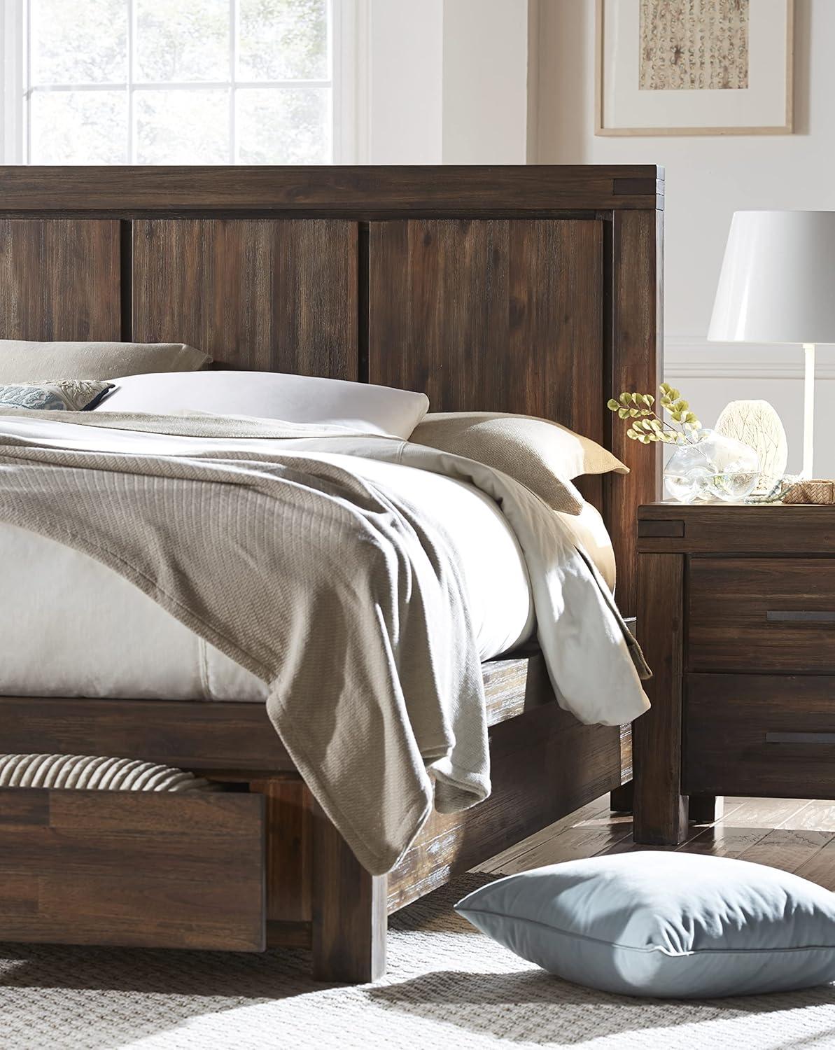Modus Furniture Solid Wood Footboard-Storage Bed, California King, Meadow - Brick Brown