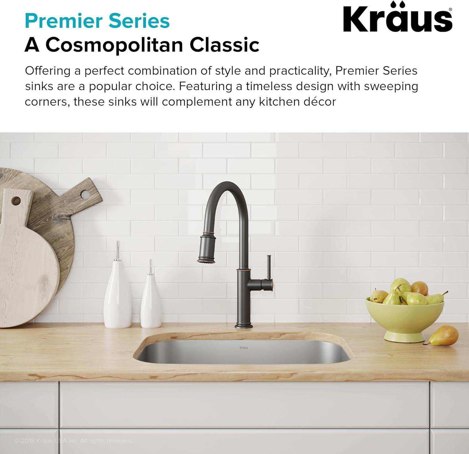 KRAUS Premier Undermount Single Bowl 18-Gauge Stainless Steel Kitchen Sink