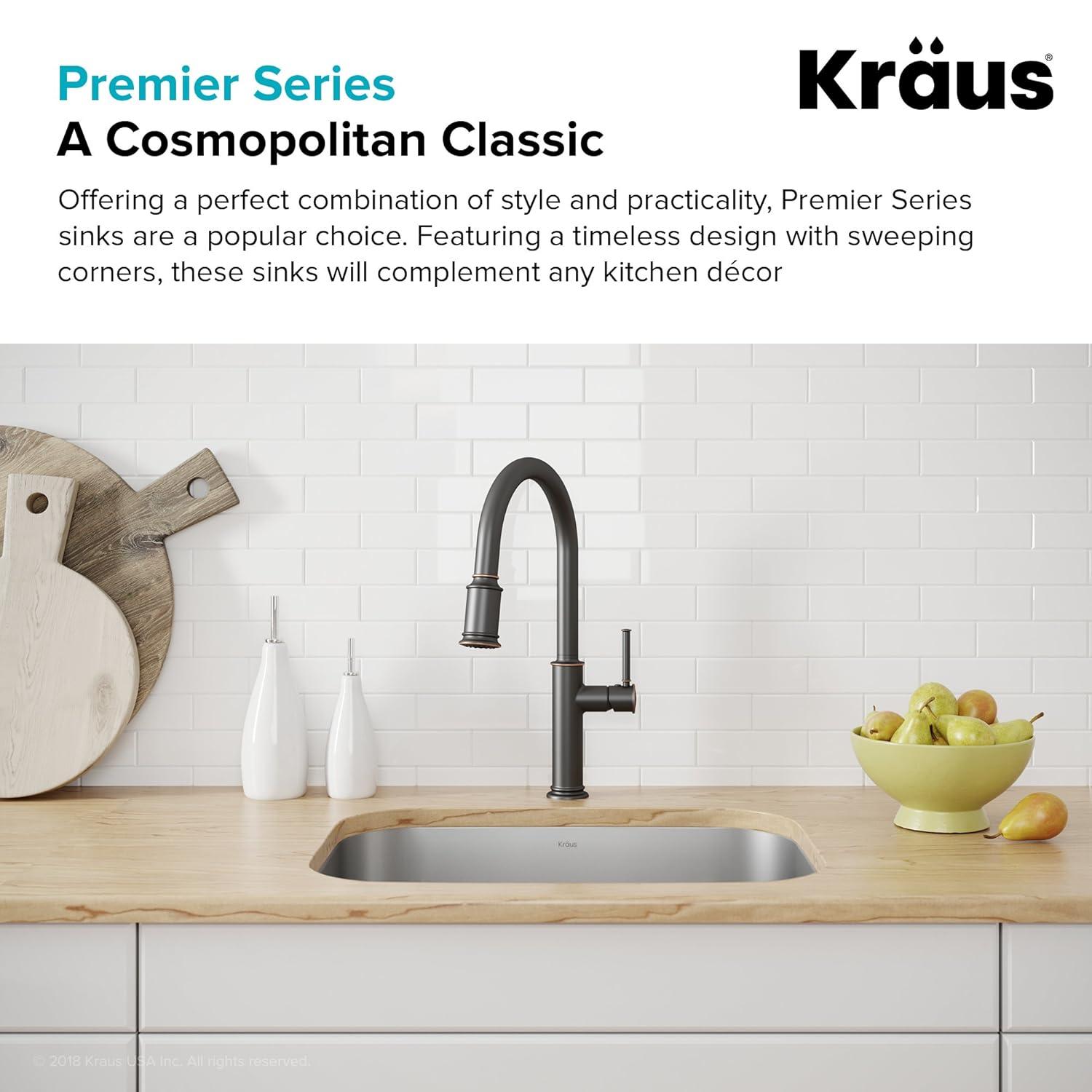 KRAUS Premier Undermount Single Bowl 18-Gauge Stainless Steel Kitchen Sink