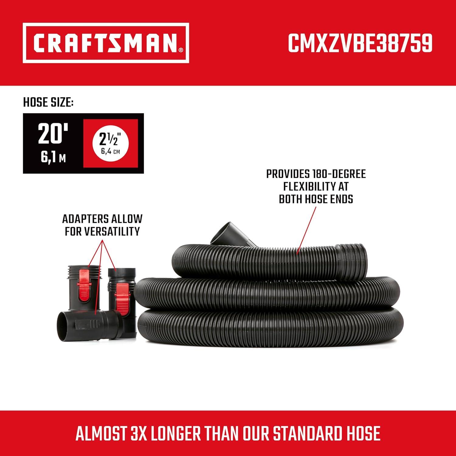 Craftsman 2.5" X 20' Black Vacuum Replacement Locking Hose