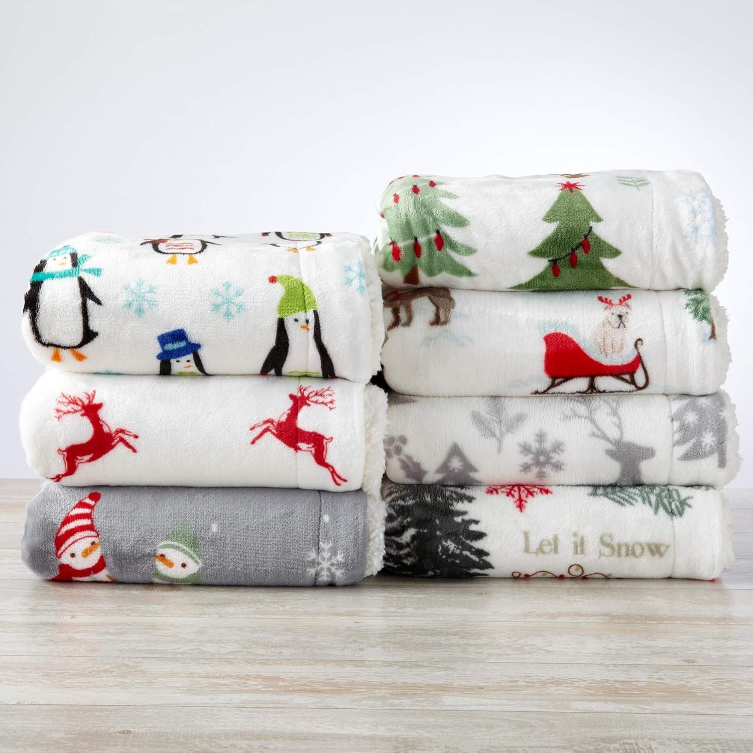 Holiday-Printed Plush Throw Blanket - Great Bay Home