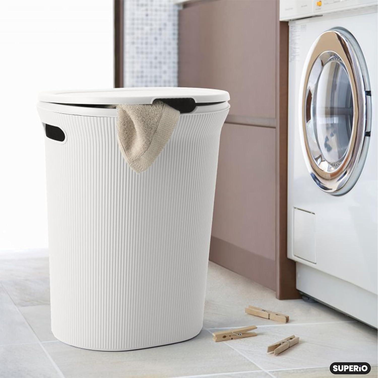 Superio Ribbed Laundry Hamper and Laundry Basket