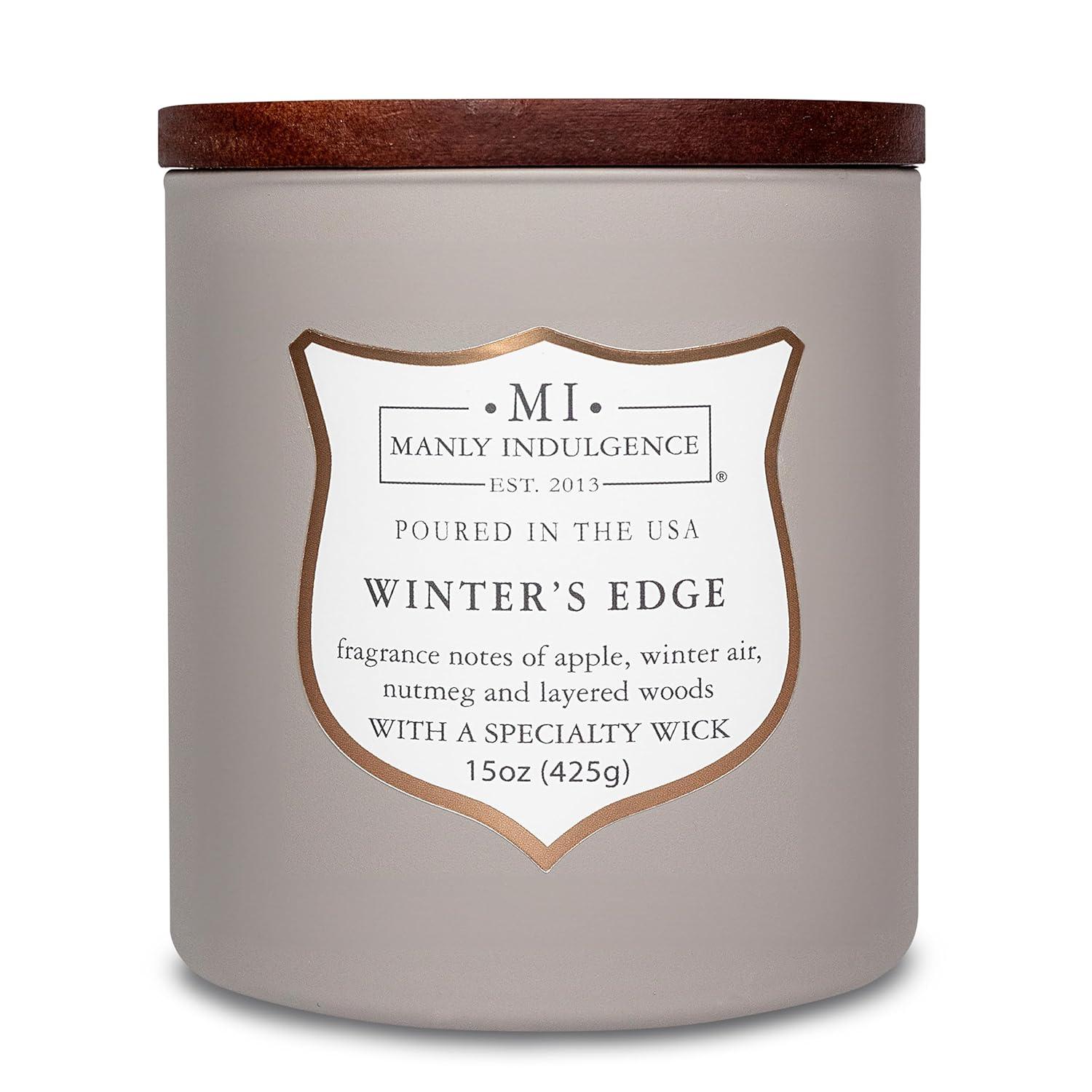 Manly Indulgence Signature Winter's Edge Scented Jar Candle, 15 oz, 60h Burn, Woody & Earthy