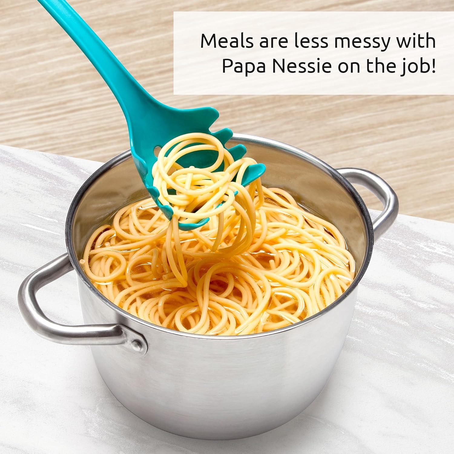 Papa Nessie Teal BPA-Free Plastic Pasta Spoon