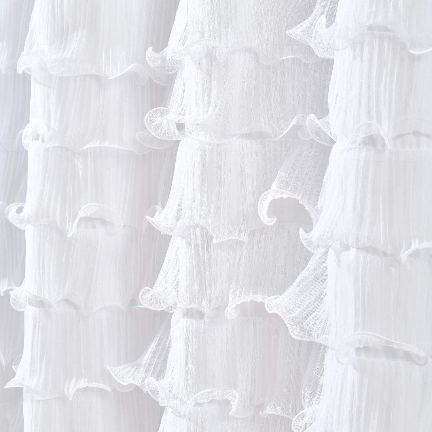 Lush Decor Avery Ruffle Shower Curtain, 72x72, White, Single