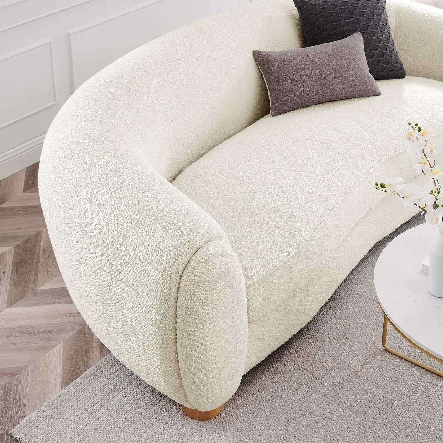 Modway Abundant Boucle Upholstered Fabric Sofa in Ivory