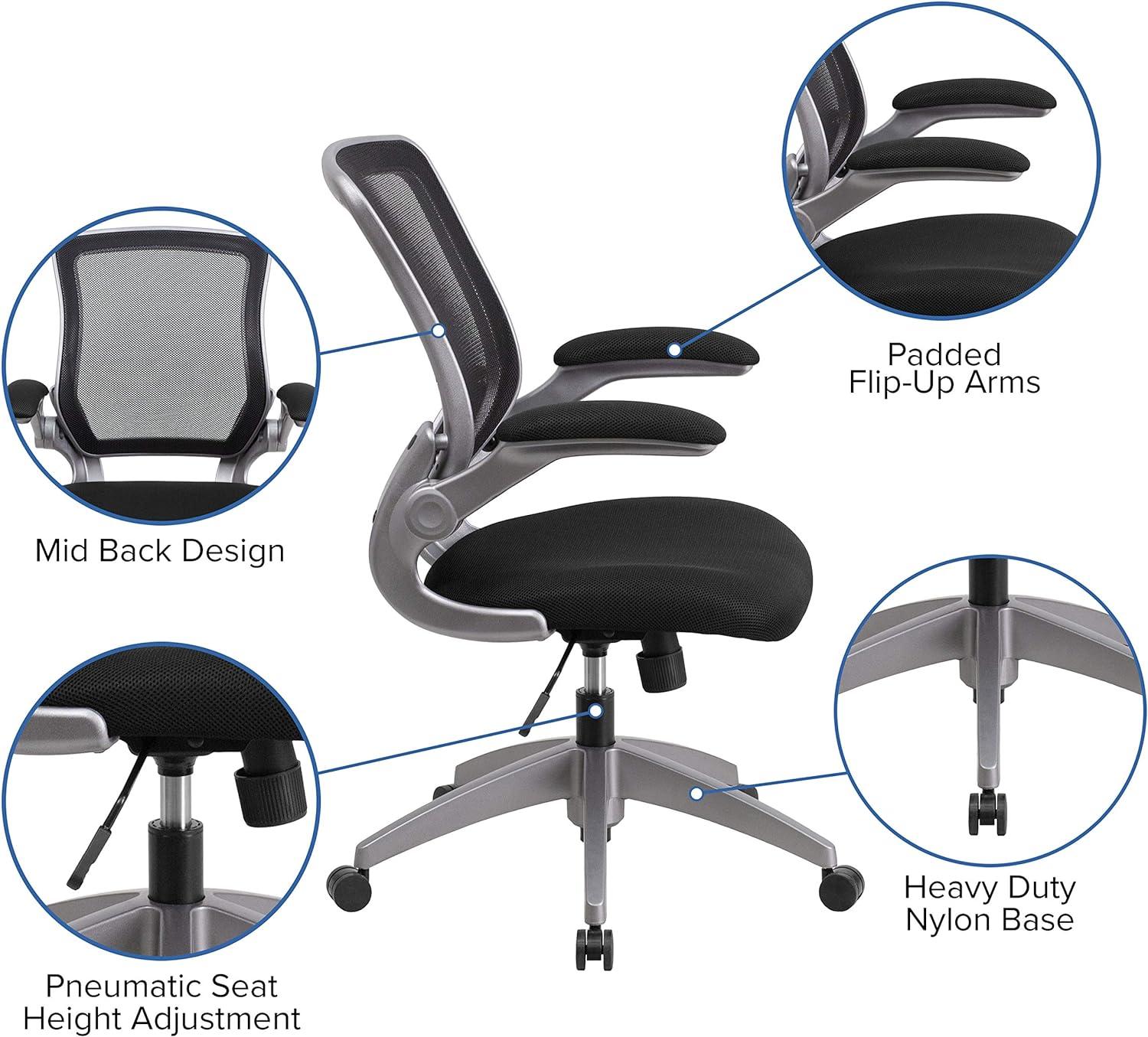 Black Mesh Ergonomic Task Chair with Adjustable Arms