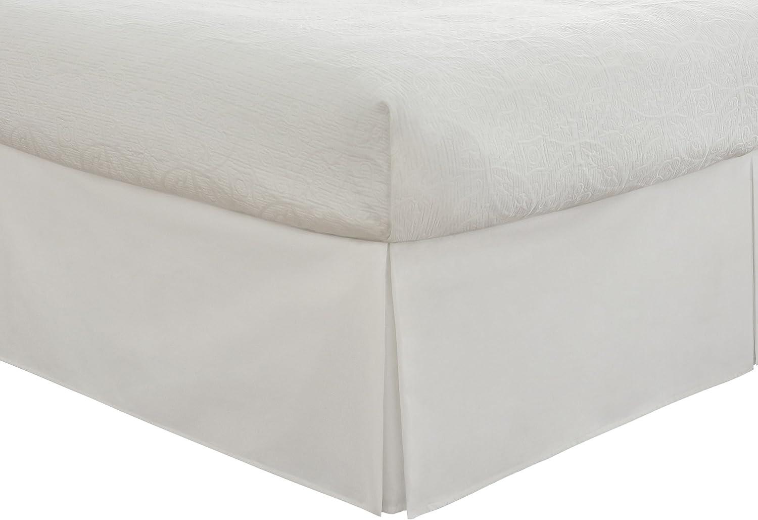 White Twin Cotton Polyester Tailored Bed Skirt with Split Corner