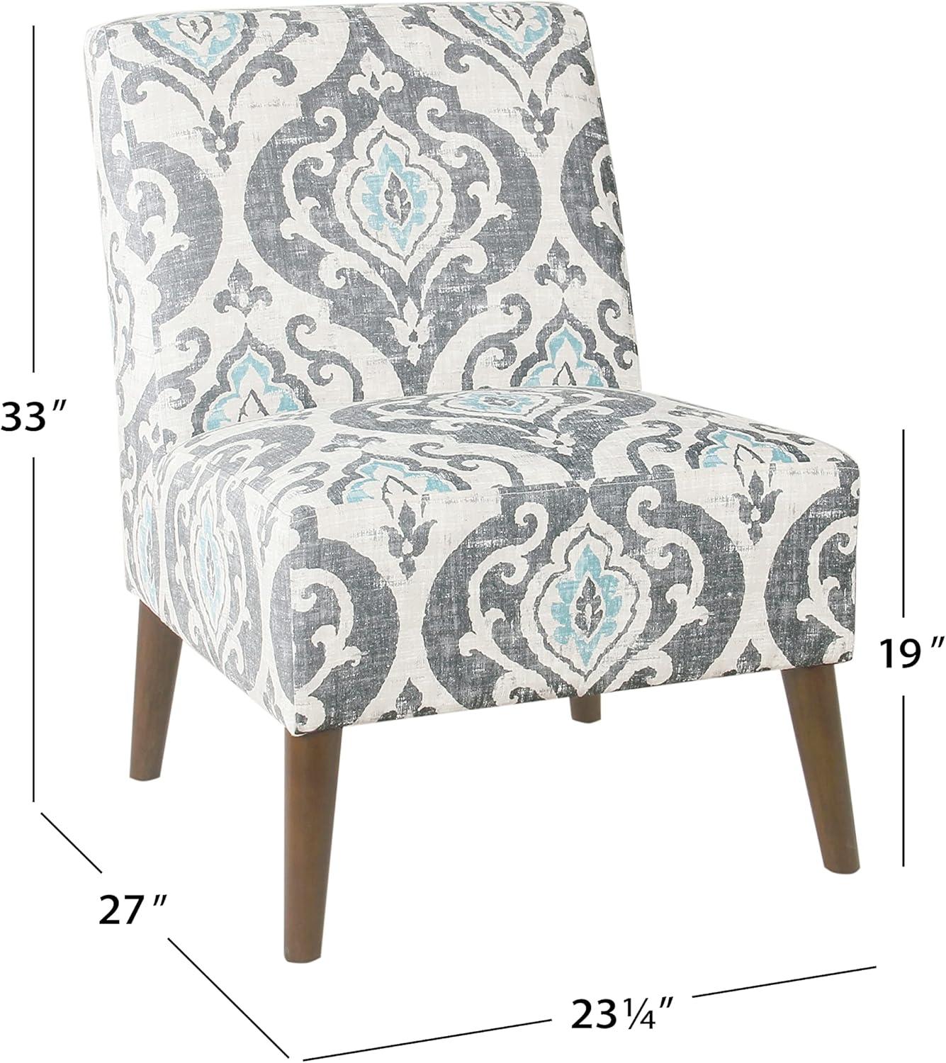 HomePop Modern Armless Accent Chair Blue: Upholstered Slipper Chair, Plywood & Hardwood Frame