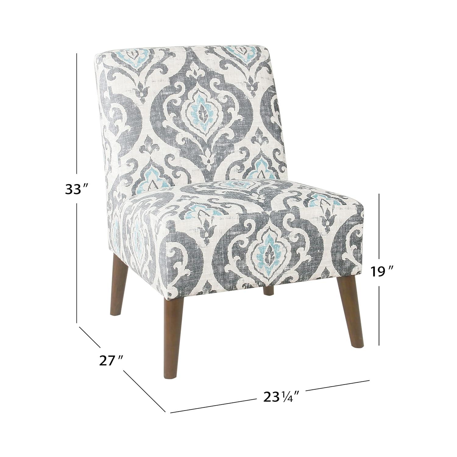 HomePop Modern Armless Accent Chair Blue: Upholstered Slipper Chair, Plywood & Hardwood Frame