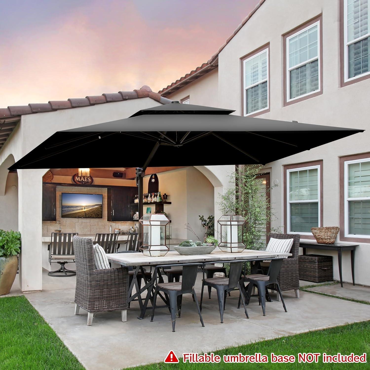 Large Gray Aluminum Cantilever Patio Umbrella with 360° Rotation