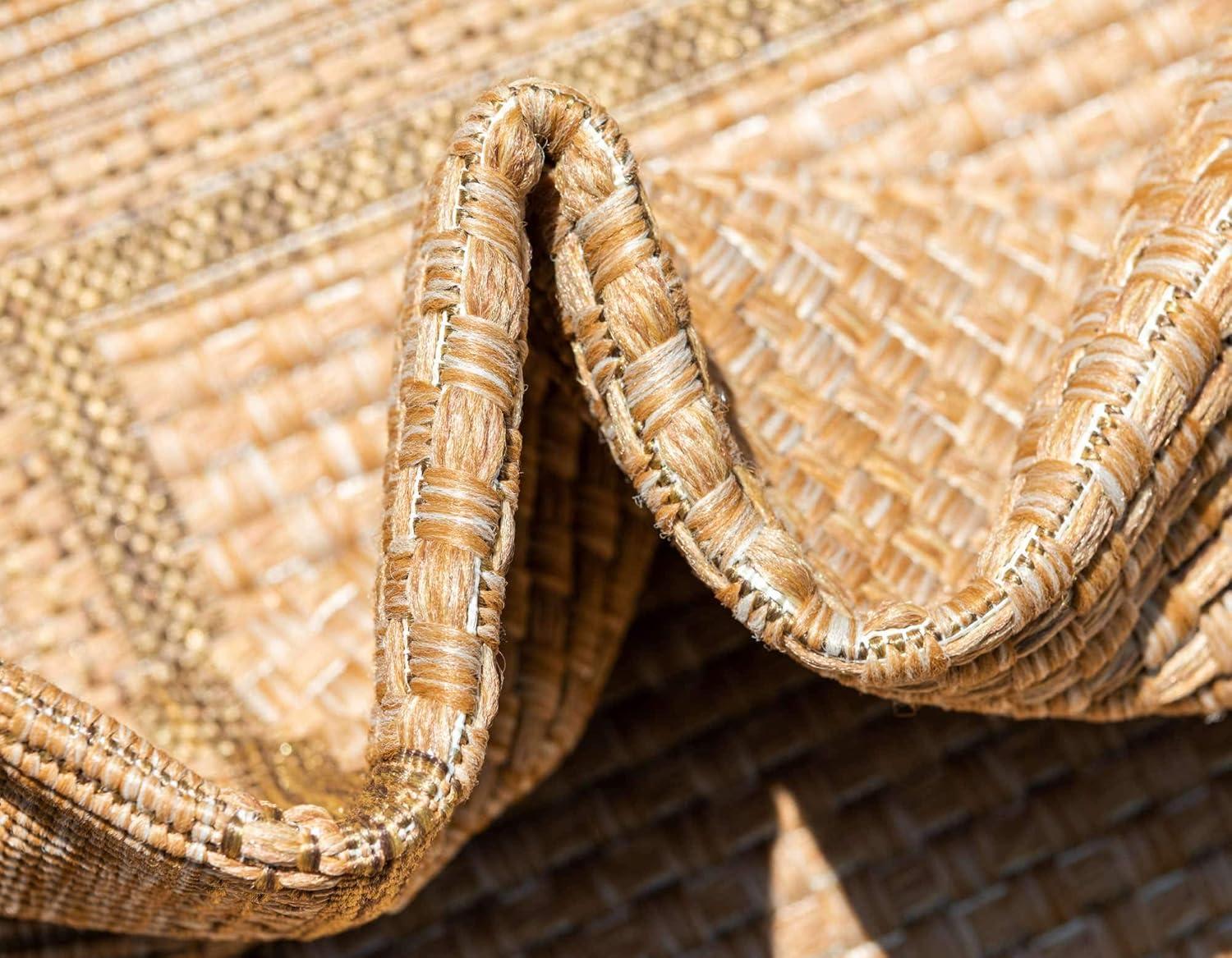 Unique Loom 2' 2 x 3' 0 Tan Outdoor Border Multi Border Area Rug