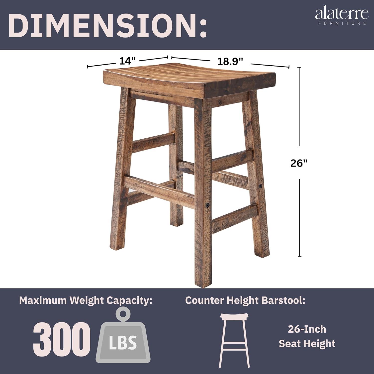 26" Durango Industrial Wood Counter Height Barstool Dark Brown - Alaterre Furniture