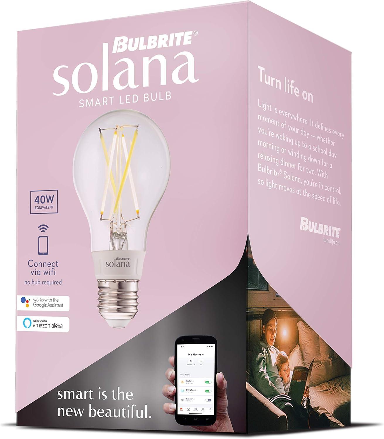 Solana A19 WiFi Connected Edison Filament LED Smart Light Bulb, Single-A19