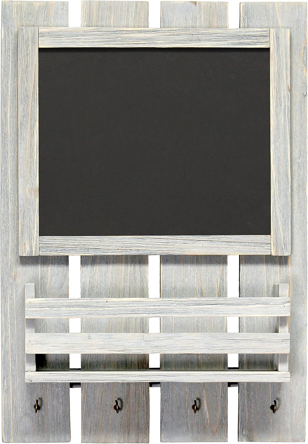 Chalkboard Sign with Key Holder Hooks and Mail Storage - Elegant Designs