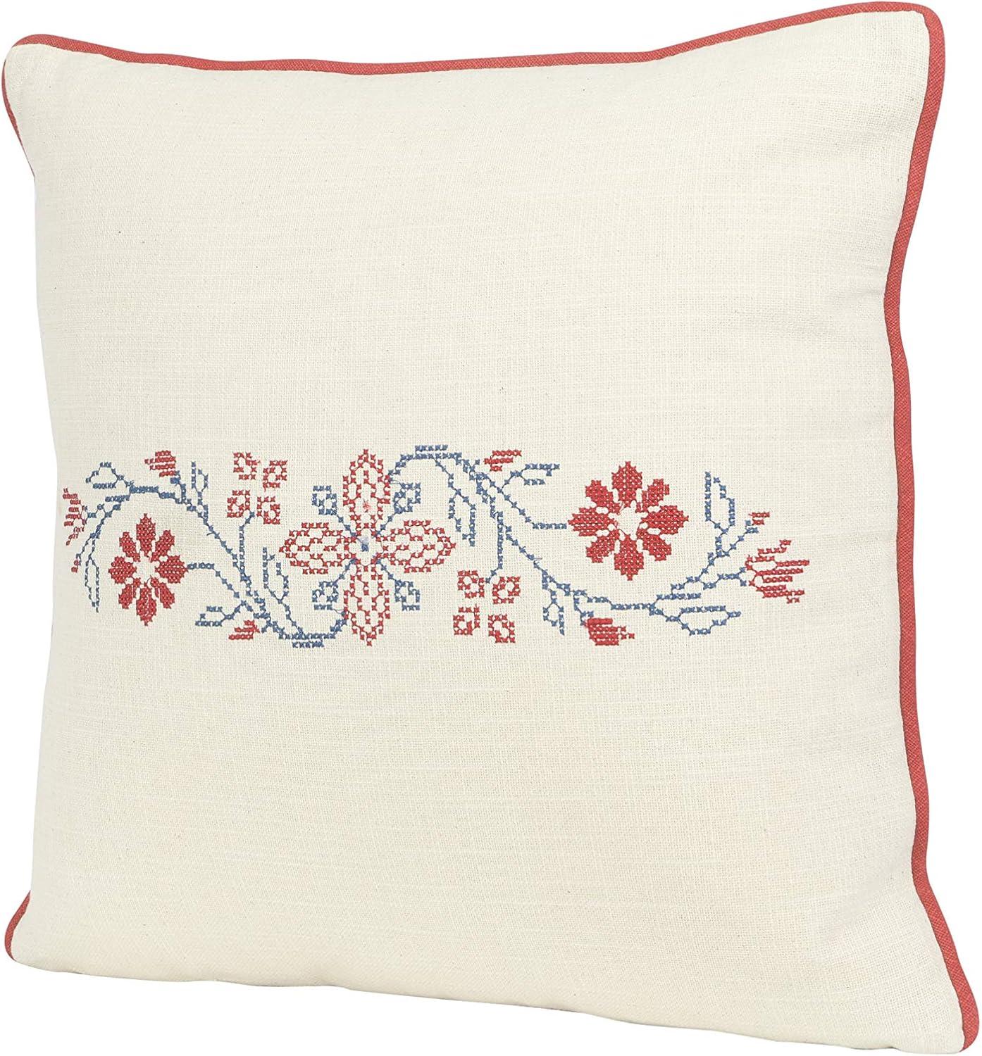 Creative Co-Op Embroidered Cotton Throw Pillow