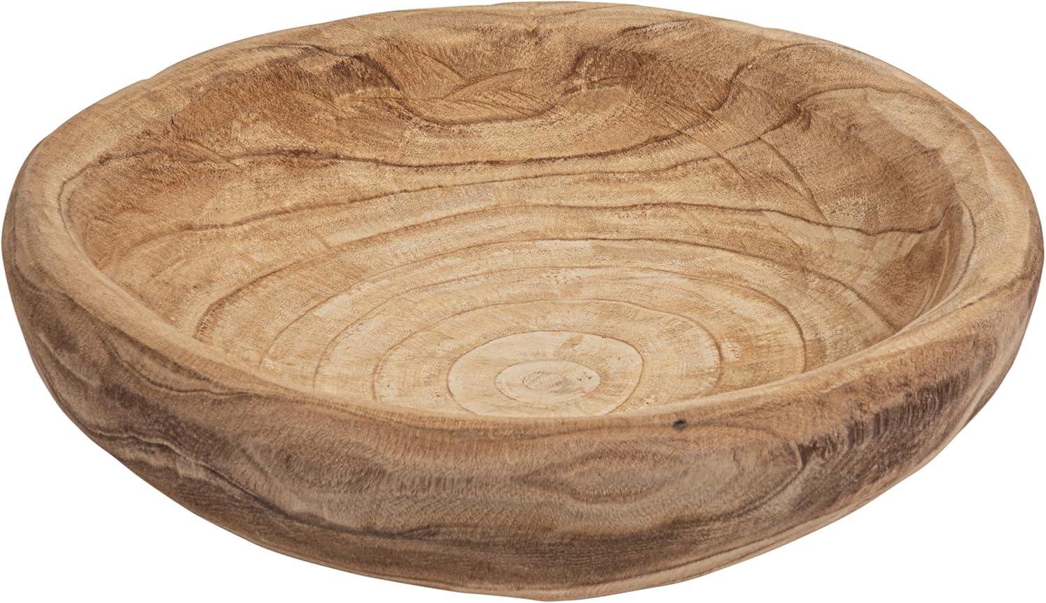 Round Decorative Paulownia Wood Bowl (19") - Storied Home: Hand-Made, Unique Centerpiece, Online-Exclusive