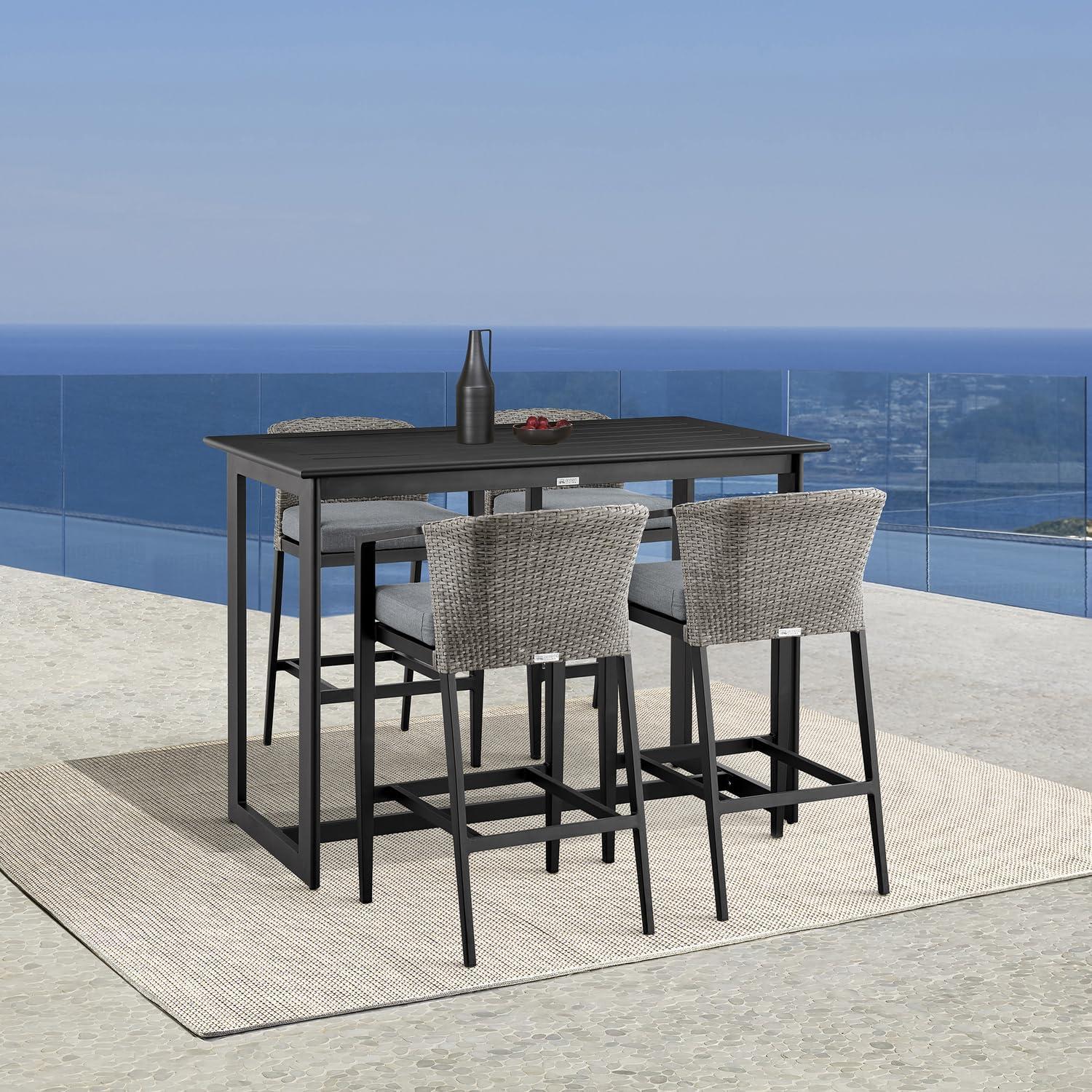 Aileen Black and Grey Aluminum 5-Piece Bar Height Outdoor Dining Set