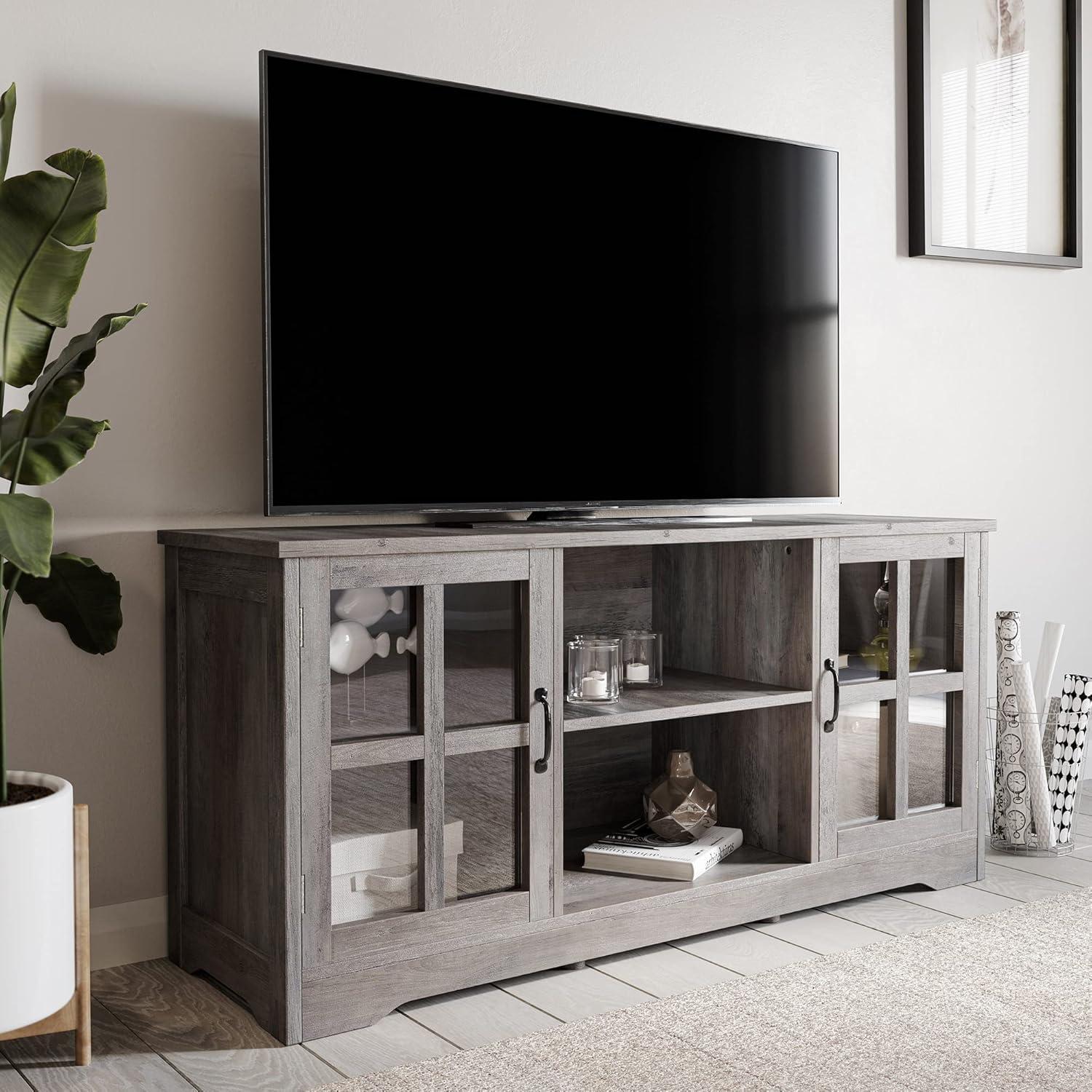 BELLEZE TV Stand Media Entertainment Center Console - Cori (Stone Grey)