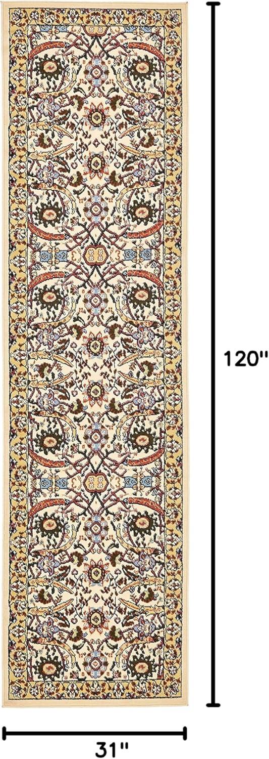 Rugs.com Neda Collection Rug – 10 Ft Runner Cream Low Rug Perfect For Hallways, Entryways