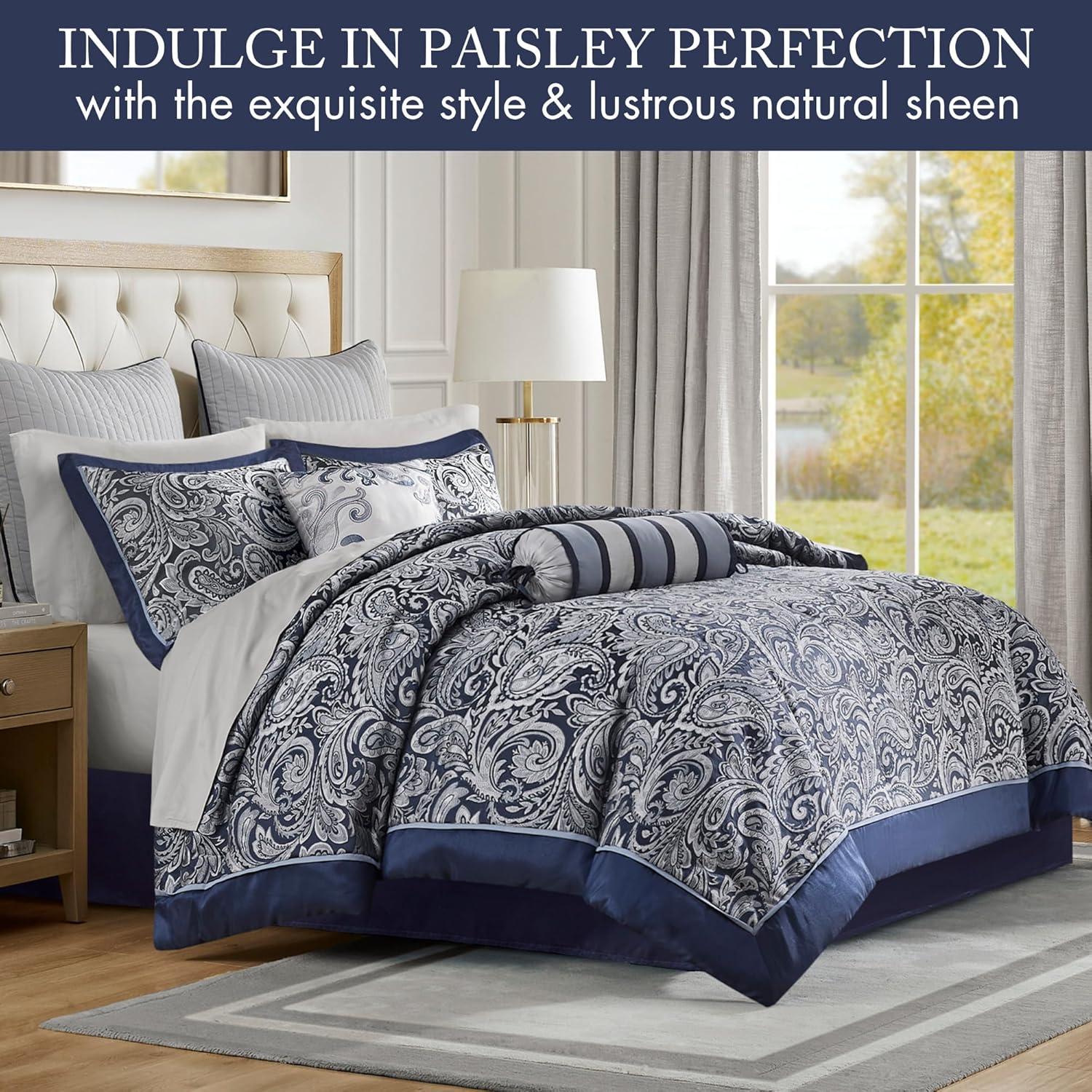 Madison Park Aubrey 12 Piece Comforter Set with Cotton Bed Sheets