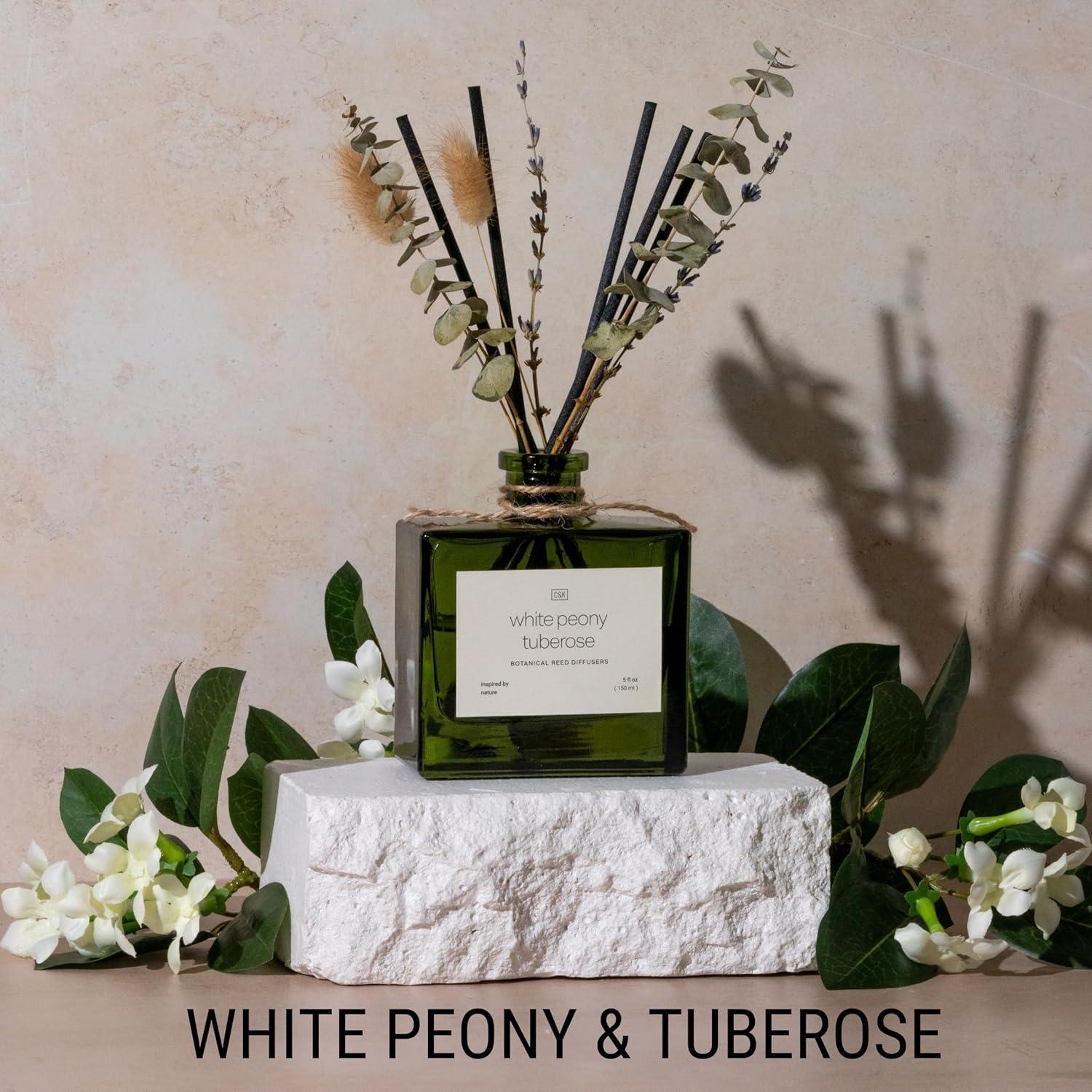 Craft & Kin Reed Diffuser Set With Flower For Home With White Peony Tuberose Scent