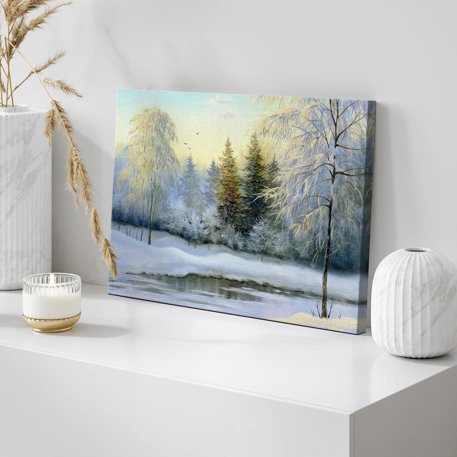 Winter Forest Landscape Canvas Print Wall Art 24"x36"