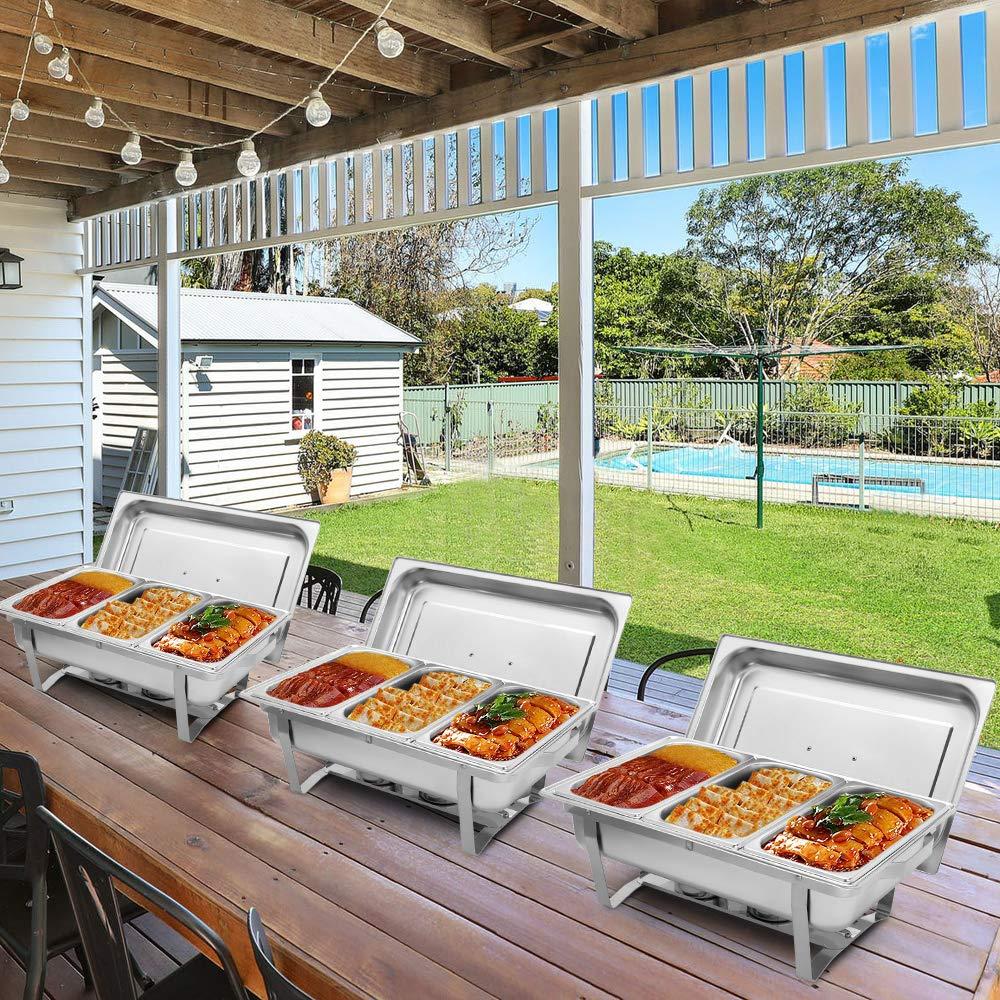 ROVSUN 8 Quart Stainless Steel Silver Chafing Dish Buffet Set 1/3 Food Pan