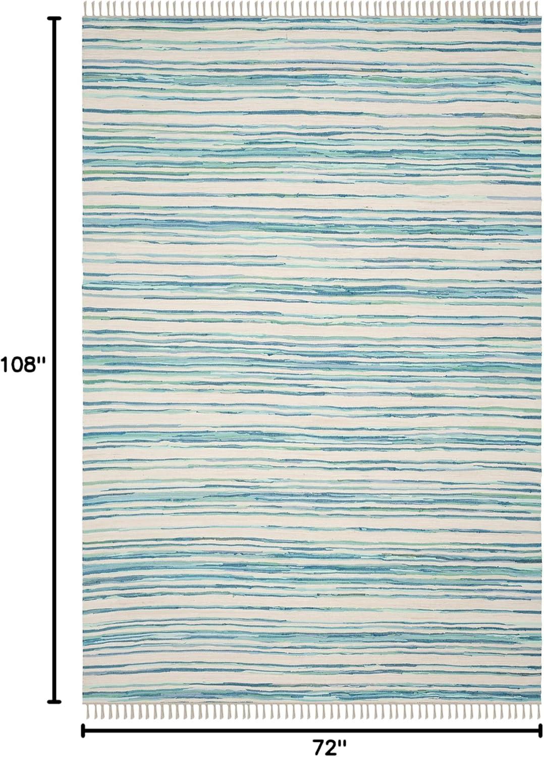 Rag Rug RAR126 Hand Woven Indoor Area Rug - 6'x9' - Ivory/Green - Safavieh