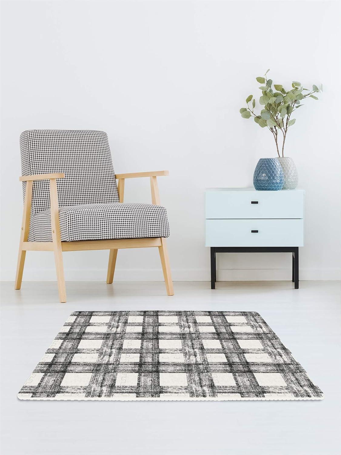 FloorPops! 34.2" x 34.2" Black EVA Foam Interlocking Floor Mats Non-toxic, Water Resistant 22 Piece