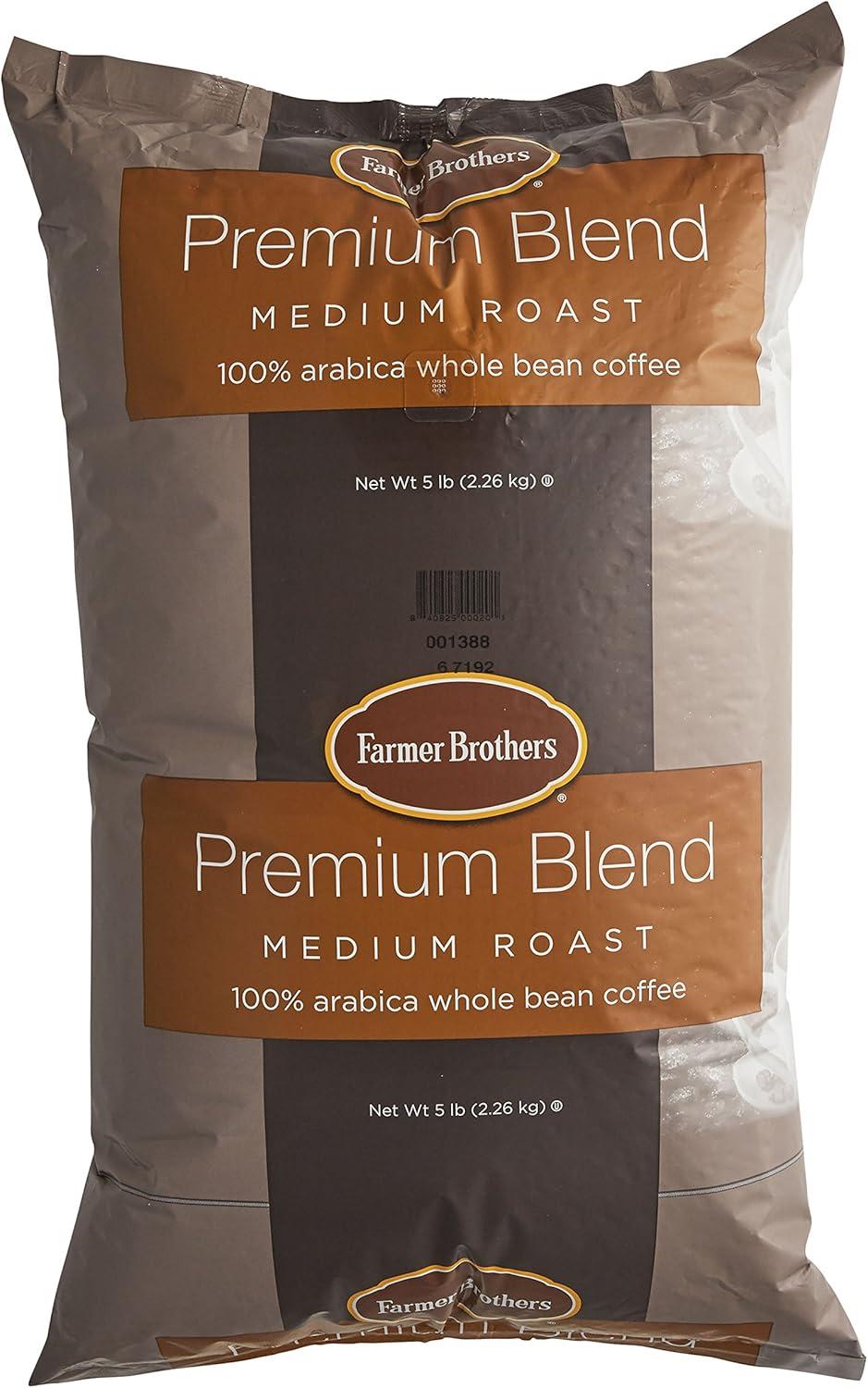 Farmer Brothers Premium Blend 100% Arabica Whole Bean Coffee - 5 lb. Bag