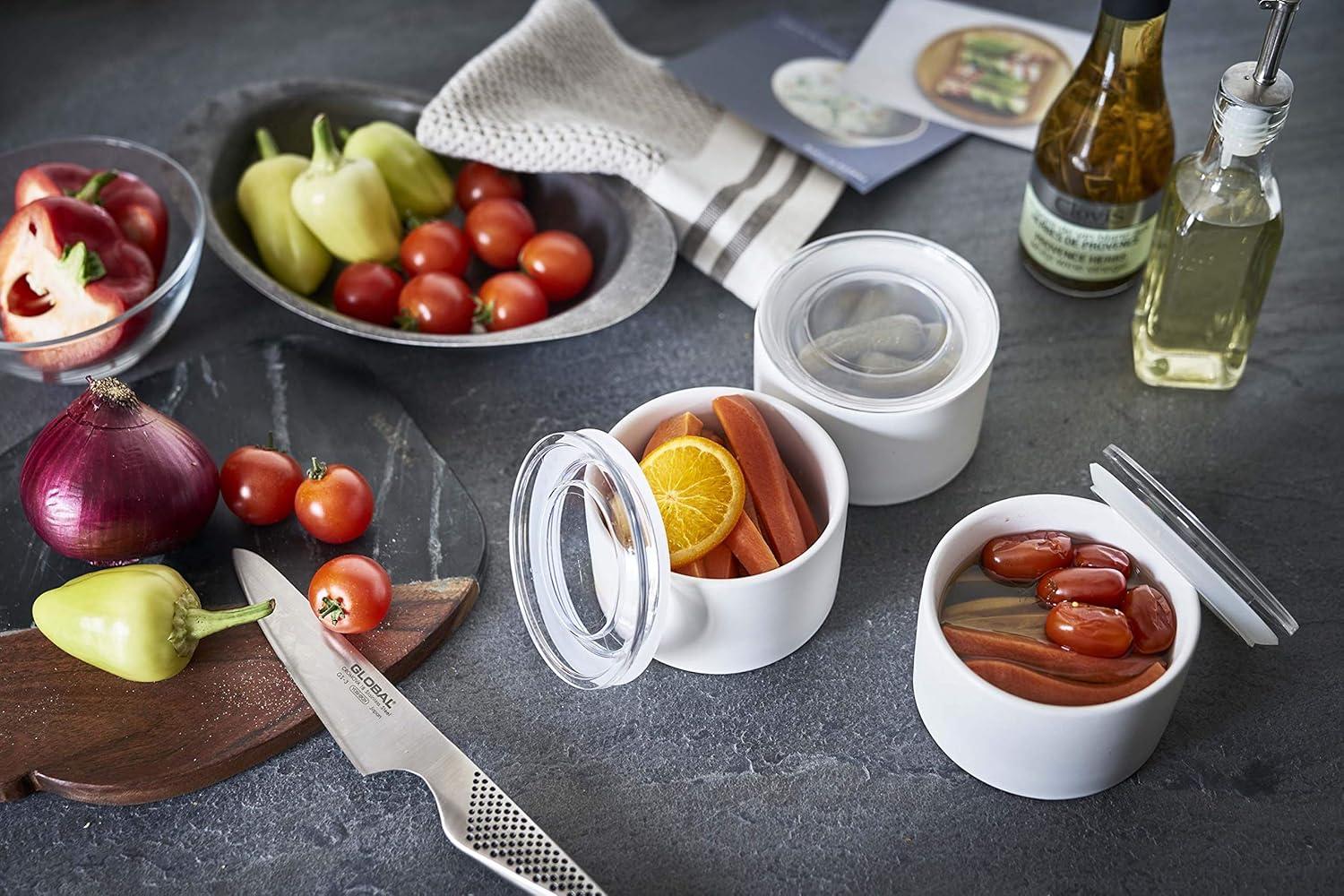 Small White Ceramic Food Storage Canister with Airtight Lid